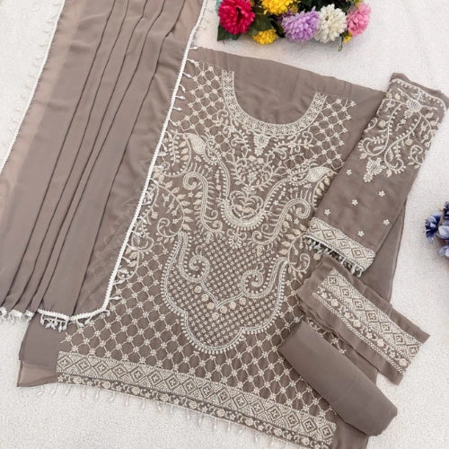 Heavy Georgette Embroidered Suit Set with Beads Work