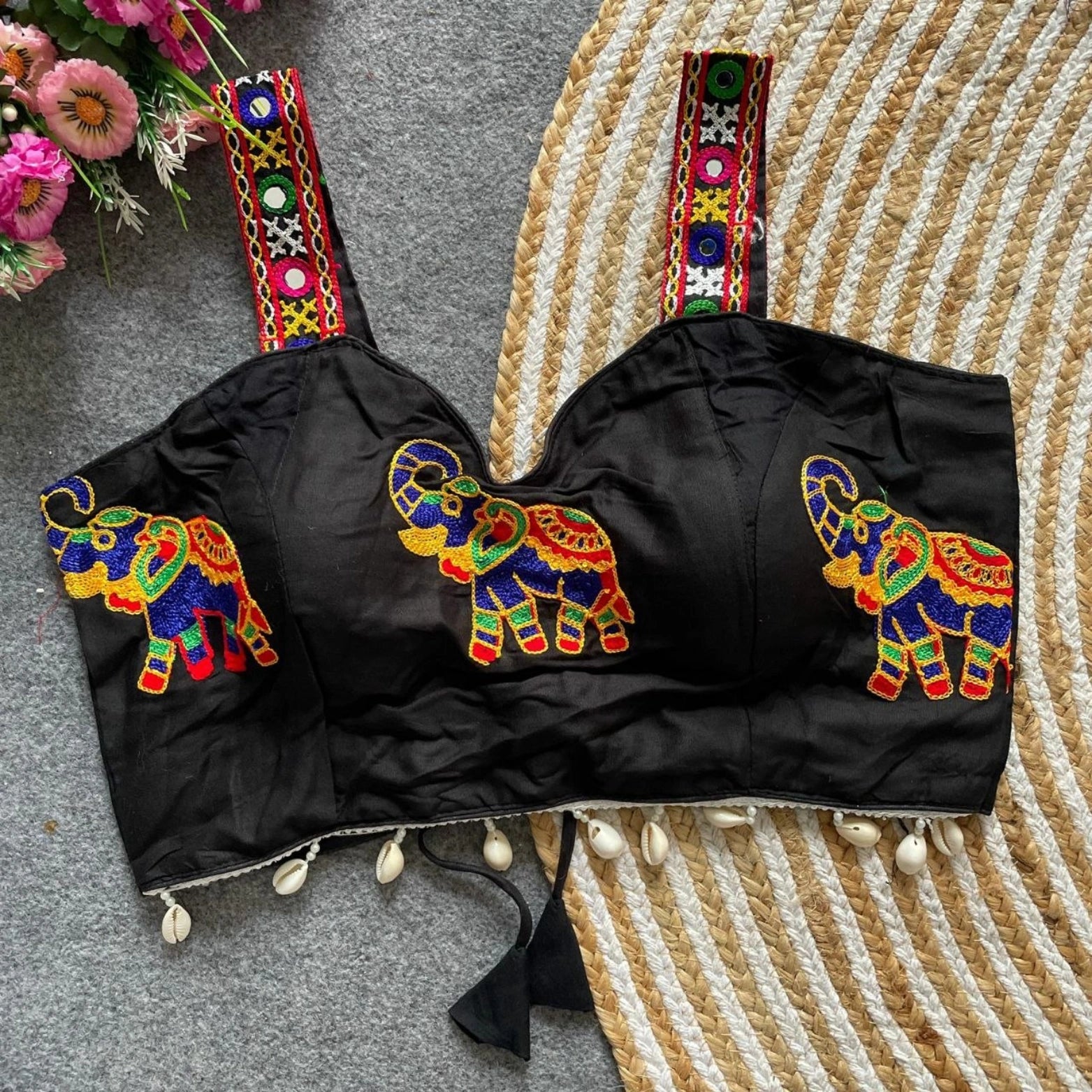 Traditional Navratri Halter Neck Embroidered Blouse