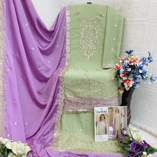 Heavy Chinnon Embroidered Palazzo Suit Set