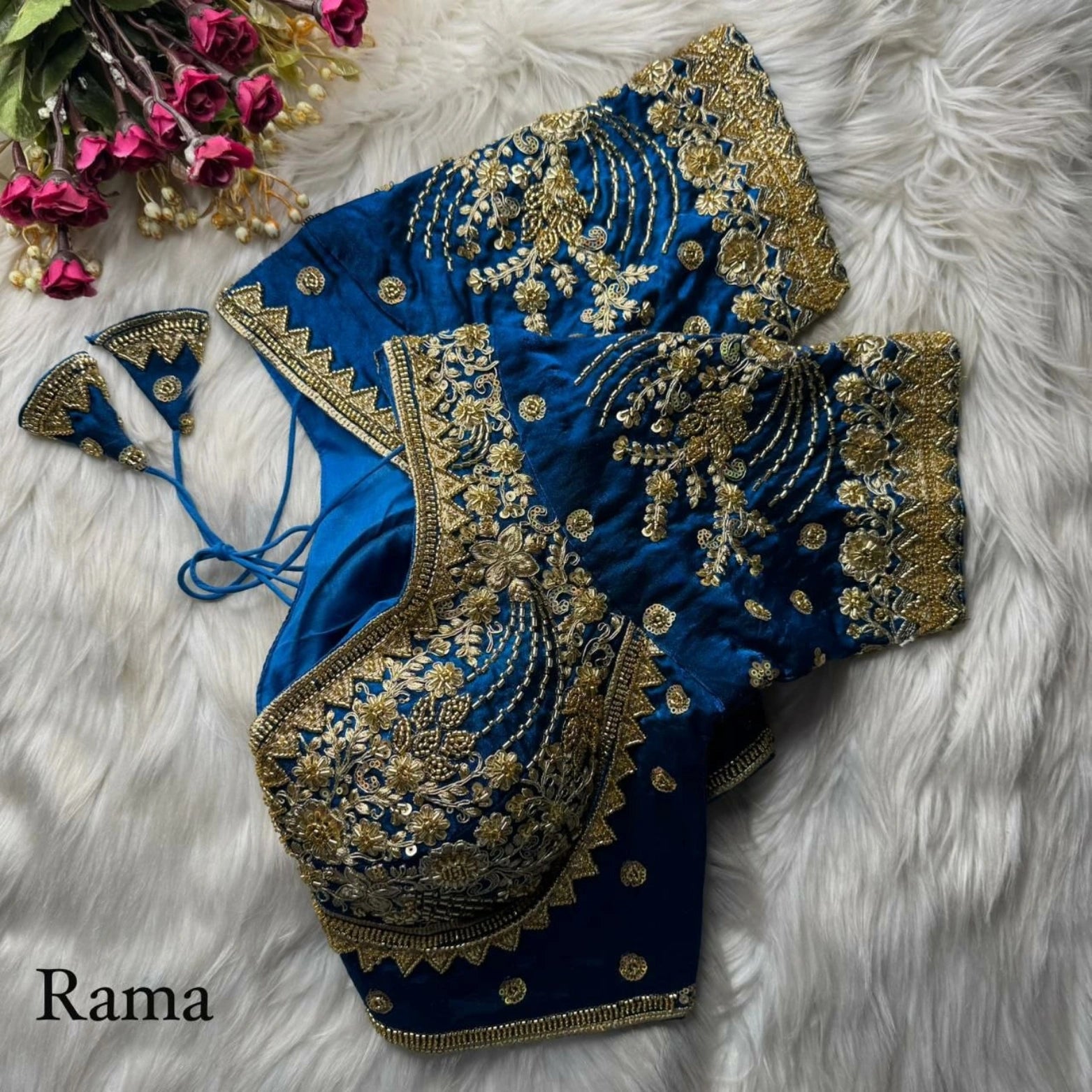 Heavy Beads & Sequins Embroidered Fendy Silk Blouse