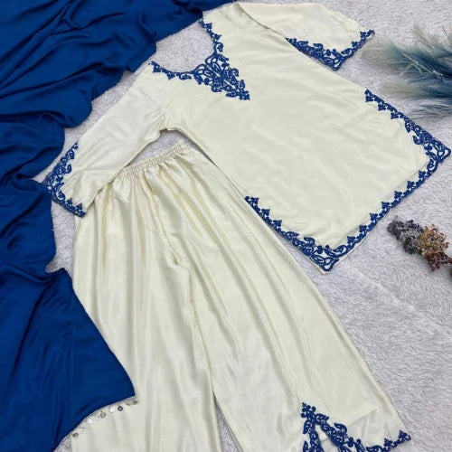 Embroidered German Chinon Palazzo Set