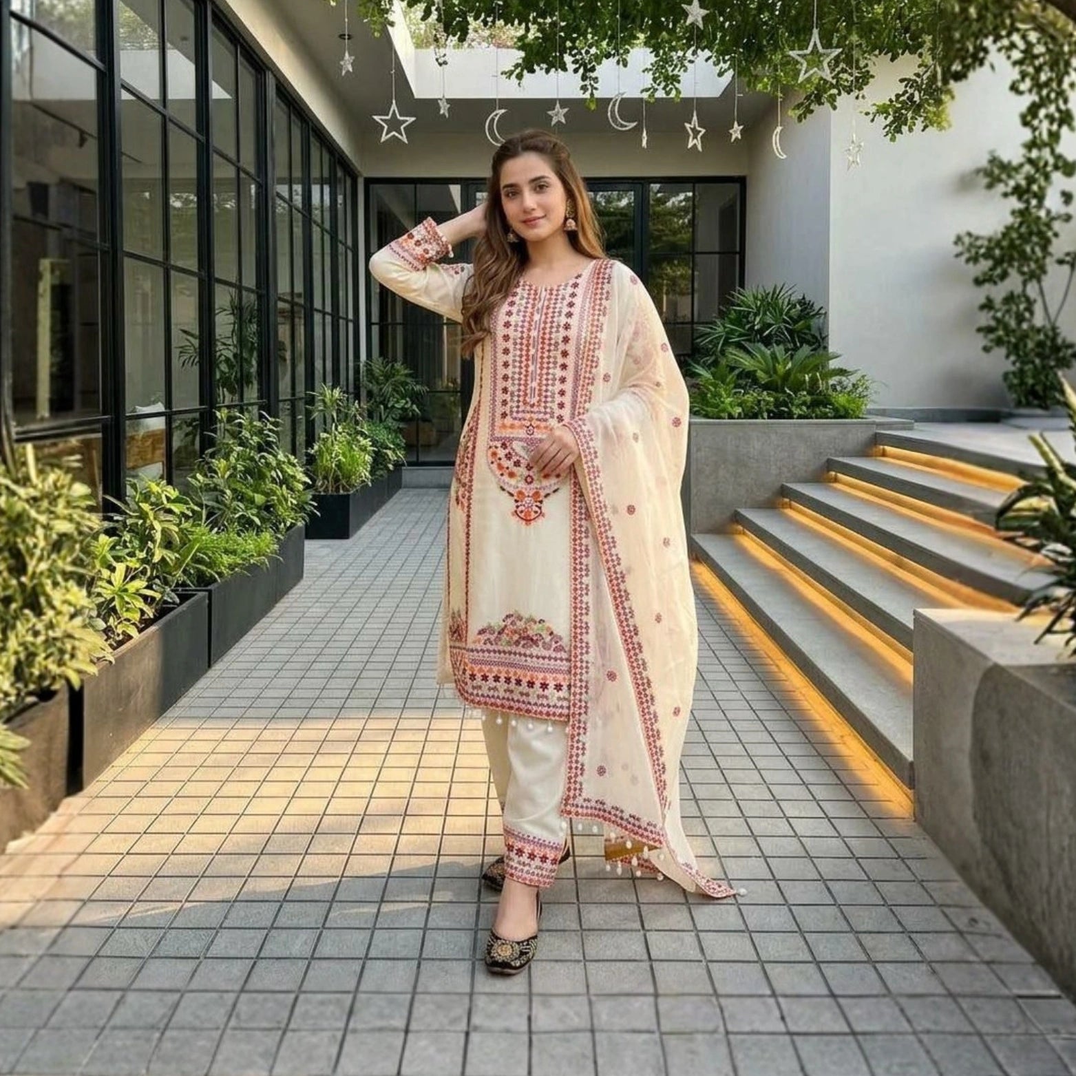 Aarohi Chanderi Mirrorwork Suit Set