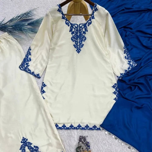 Embroidered German Chinon Palazzo Set