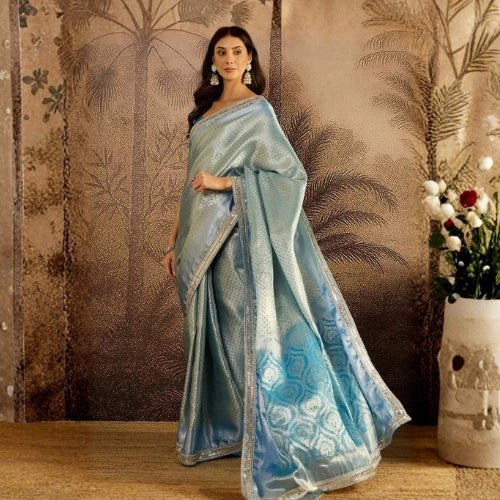 Banarasi Tissue Silk Zari Check Saree