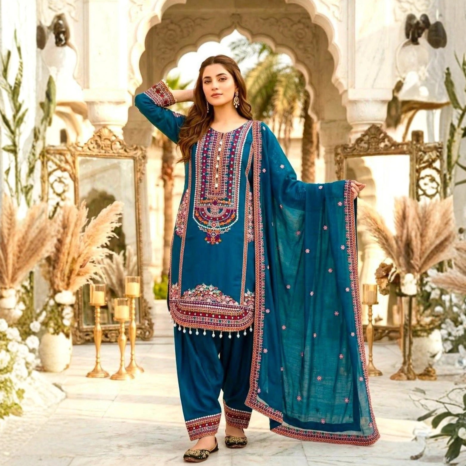 Aarohi Chanderi Mirrorwork Suit Set