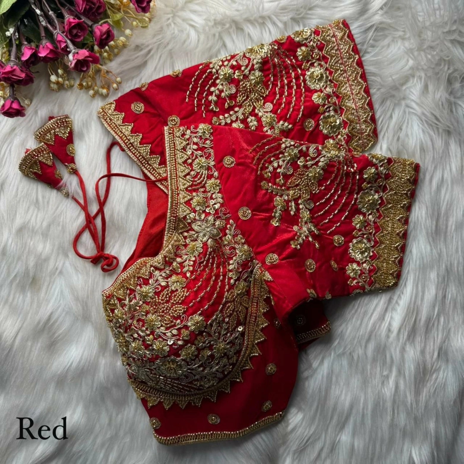 Heavy Beads & Sequins Embroidered Fendy Silk Blouse