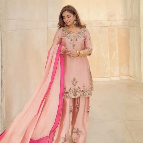 Devsena Silk Embroidered Designer Suit Set