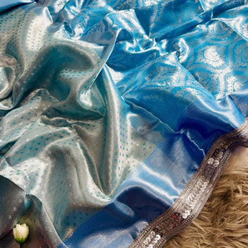 Banarasi Tissue Silk Zari Check Saree