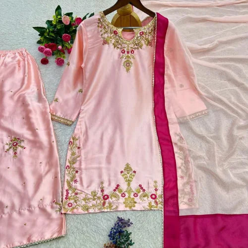 Devsena Silk Embroidered Designer Suit Set