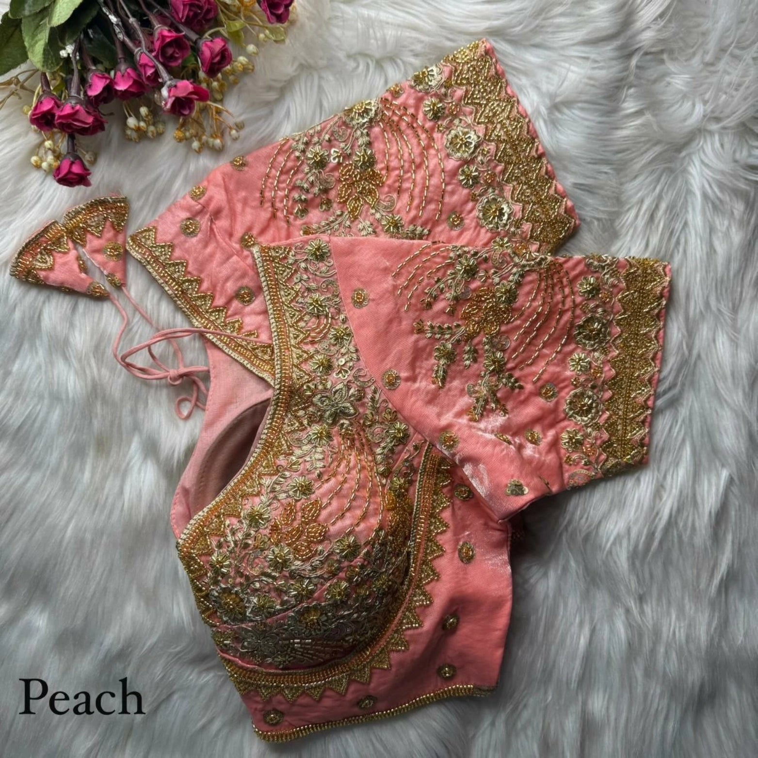 Heavy Beads & Sequins Embroidered Fendy Silk Blouse