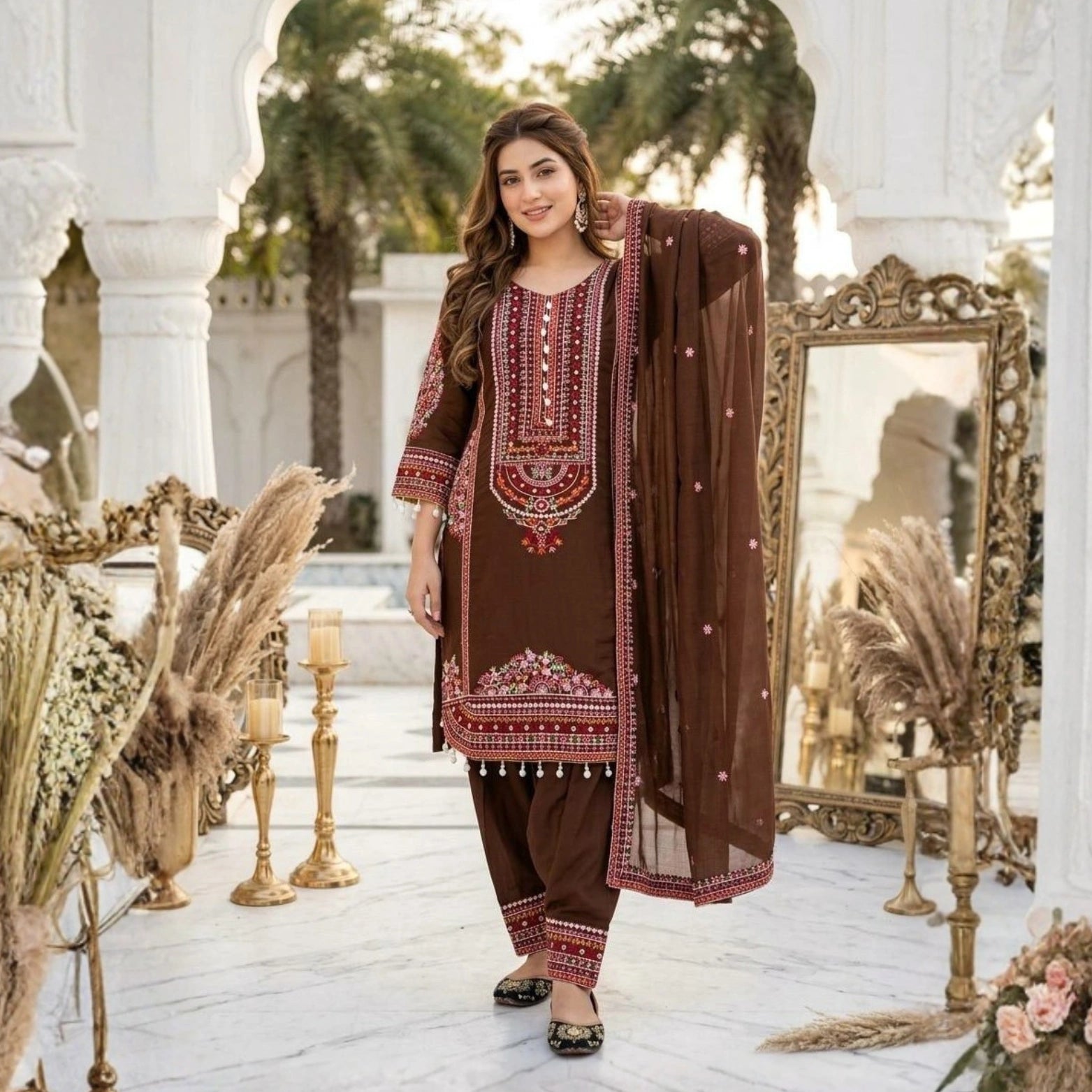 Aarohi Chanderi Mirrorwork Suit Set