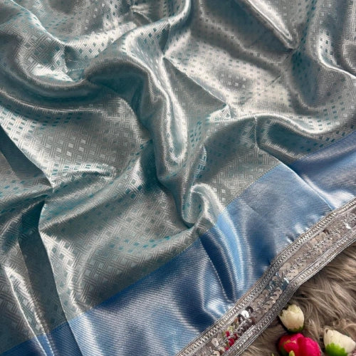 Banarasi Tissue Silk Zari Check Saree