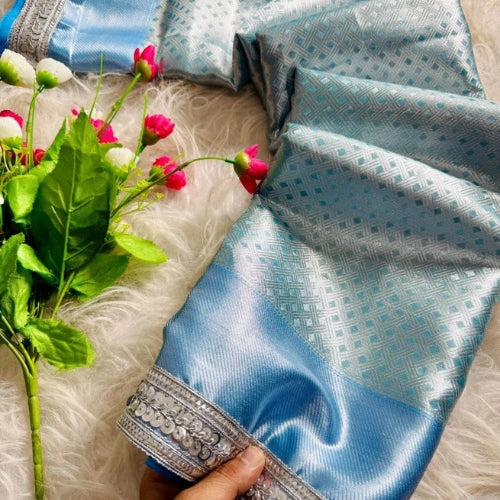 Banarasi Tissue Silk Zari Check Saree