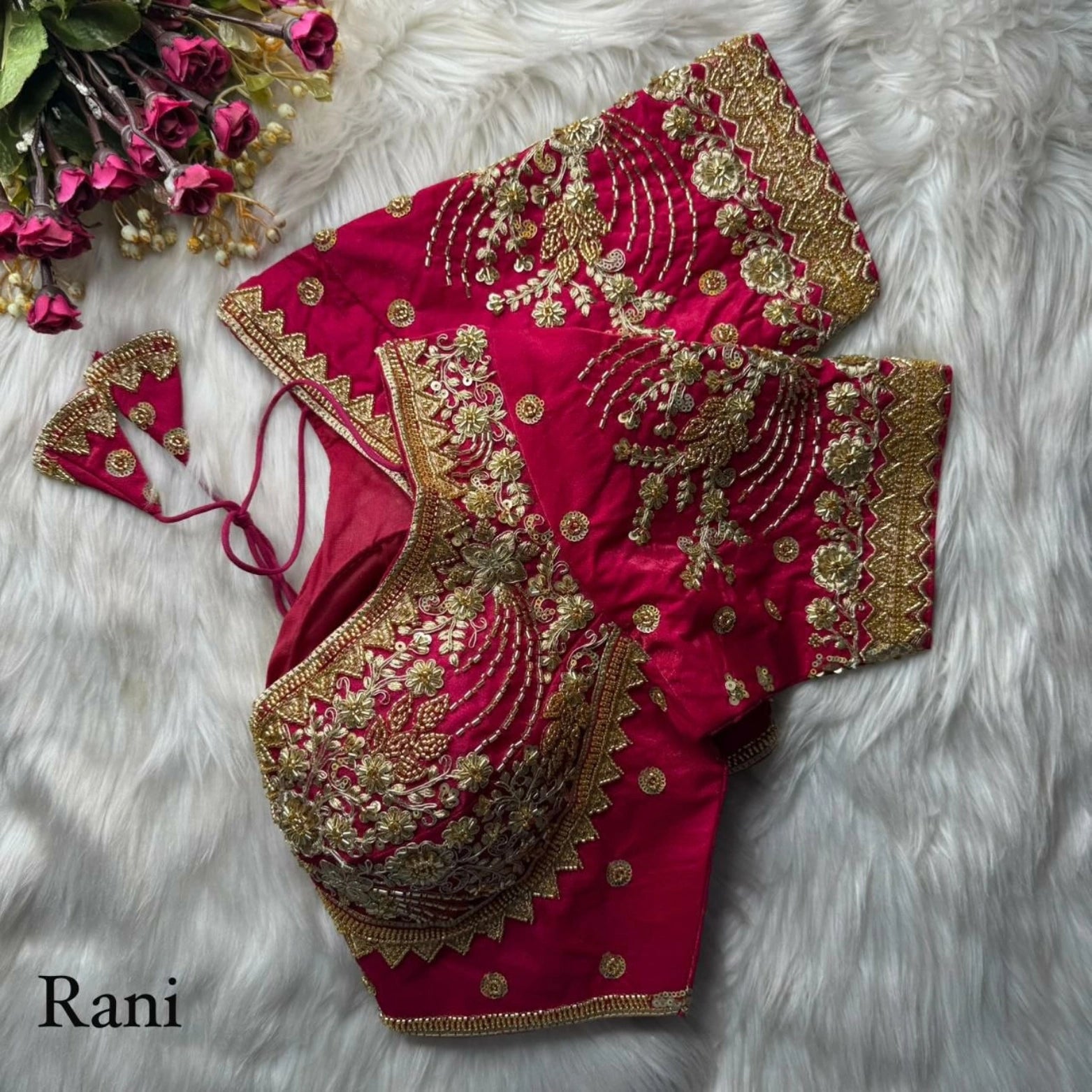 Heavy Beads & Sequins Embroidered Fendy Silk Blouse