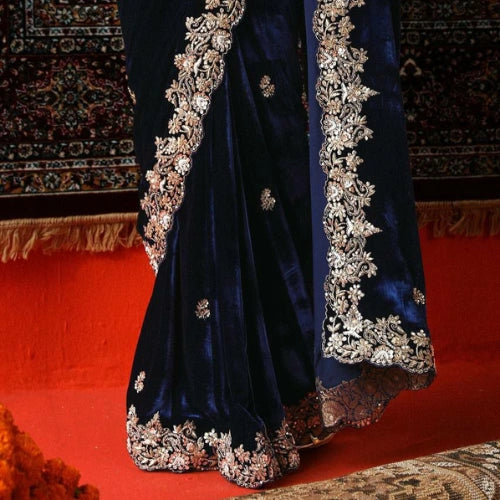 Noor Viscose Velvet Designer Saree