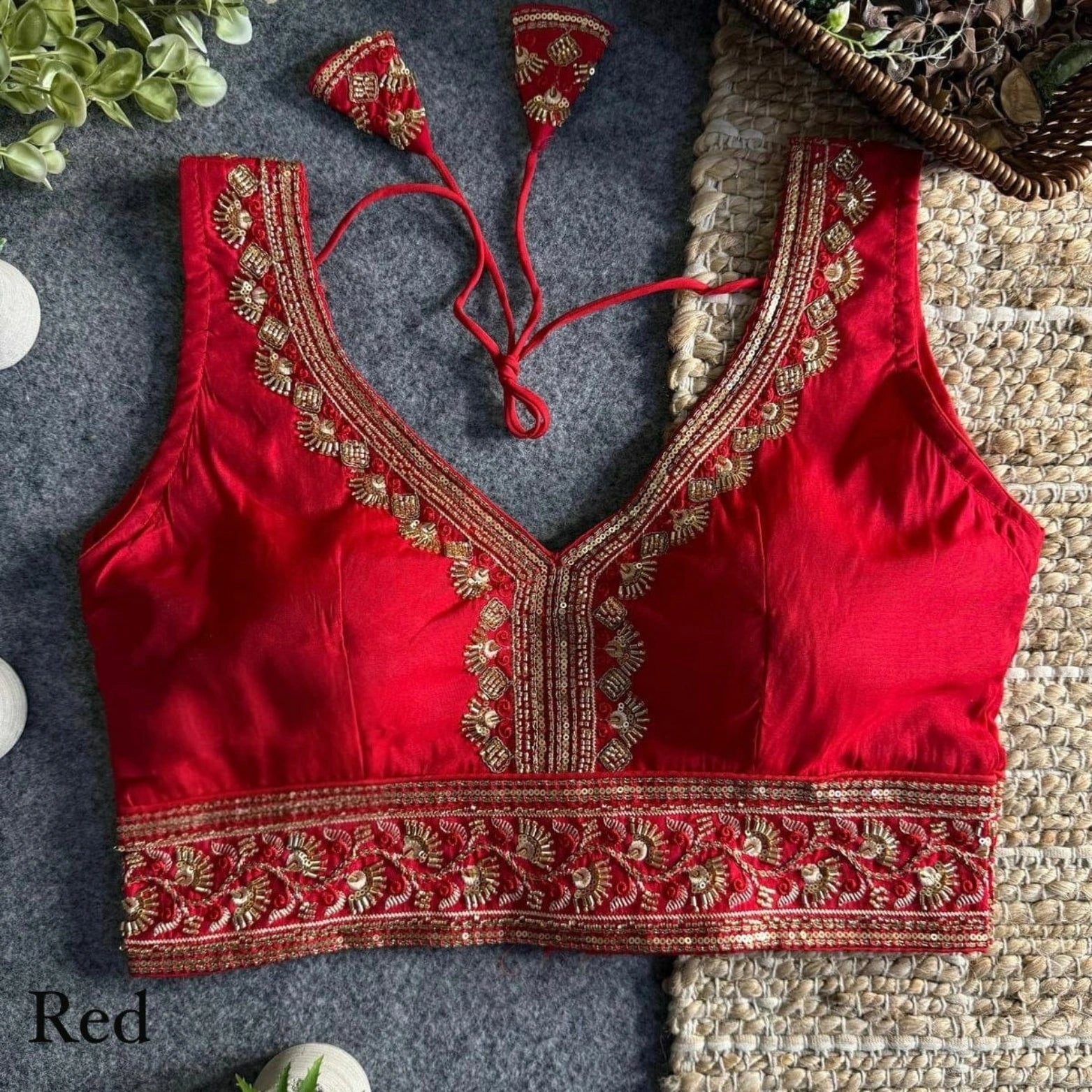 Roman Silk Zari & Bead Embroidered Party Wear Blouse