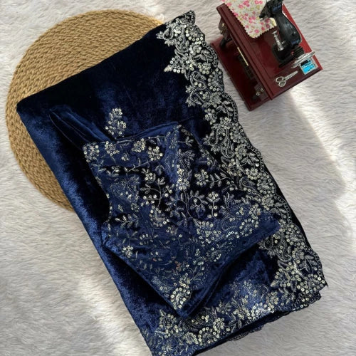 Noor Viscose Velvet Designer Saree