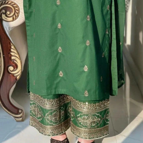 Heavy Pure Georgette Silk Embroidered Palazzo Suit Set