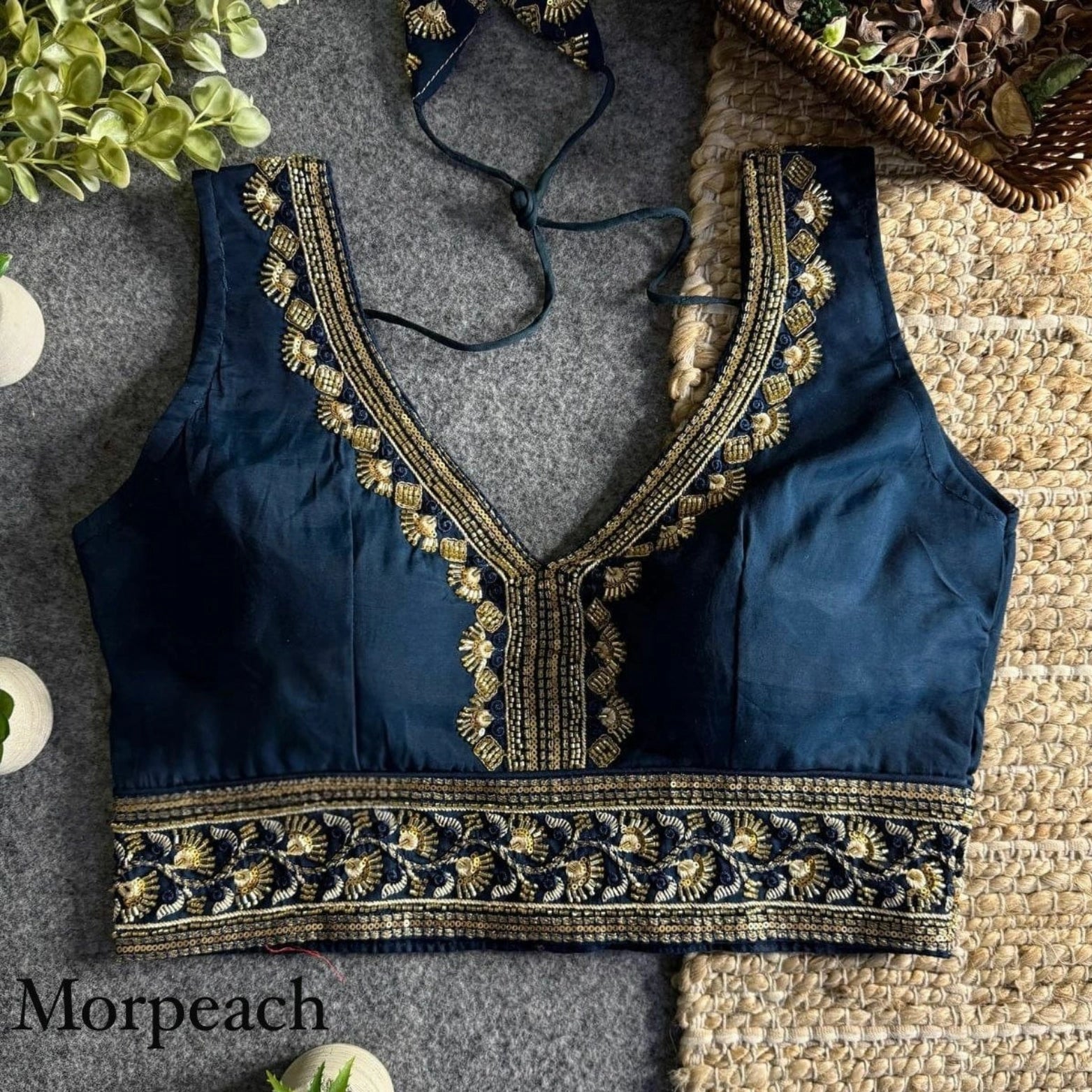 Roman Silk Zari & Bead Embroidered Party Wear Blouse