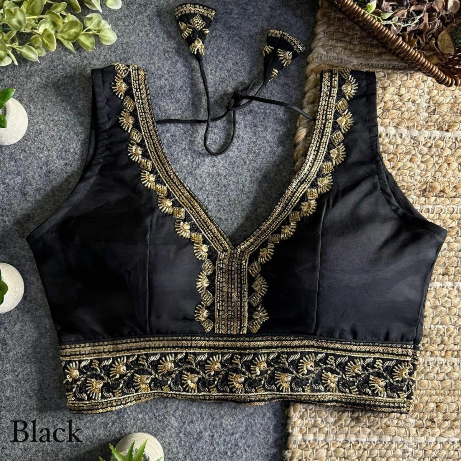 Roman Silk Zari & Bead Embroidered Party Wear Blouse