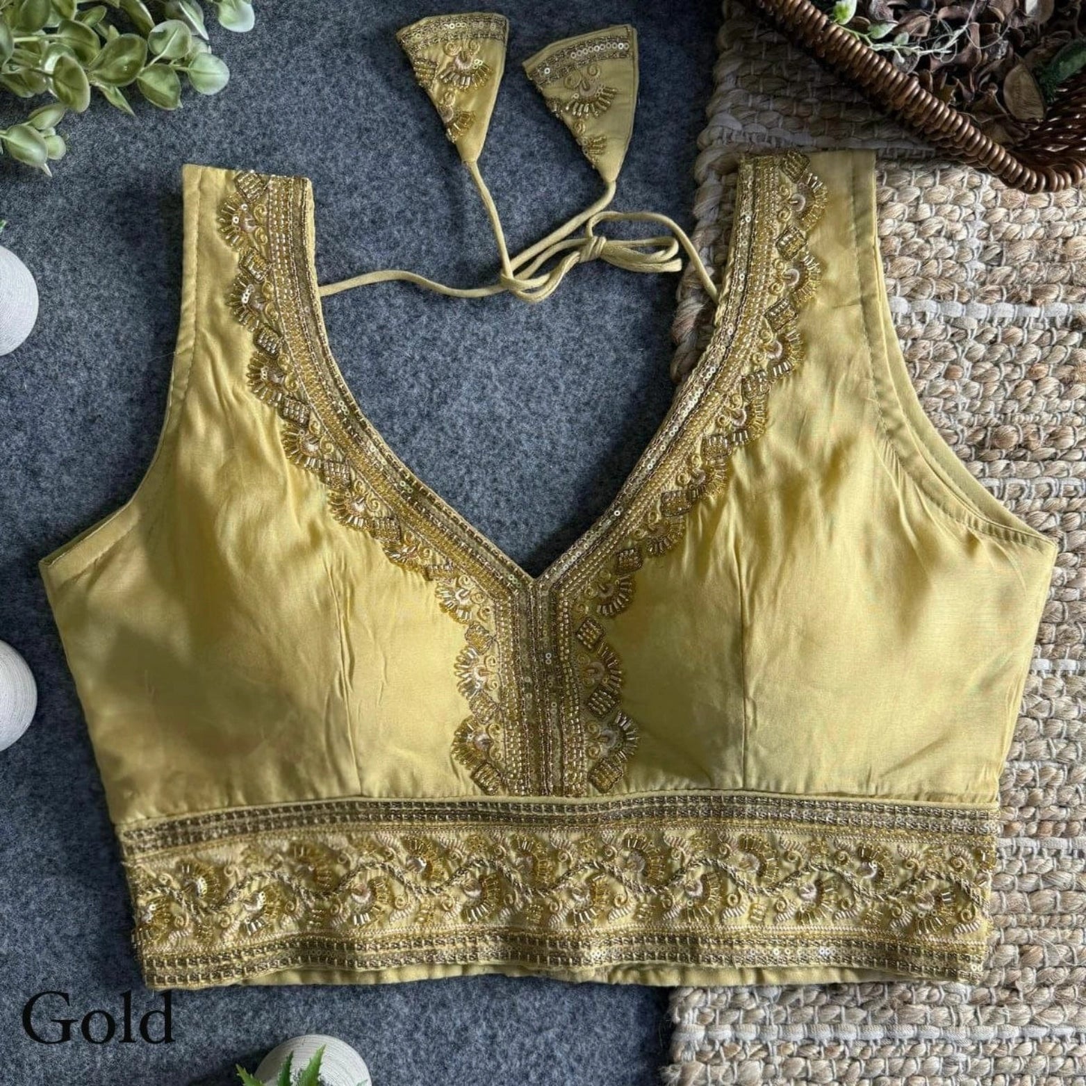 Roman Silk Zari & Bead Embroidered Party Wear Blouse