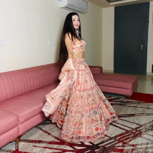 Pastel Floral Organza Lehenga Set
