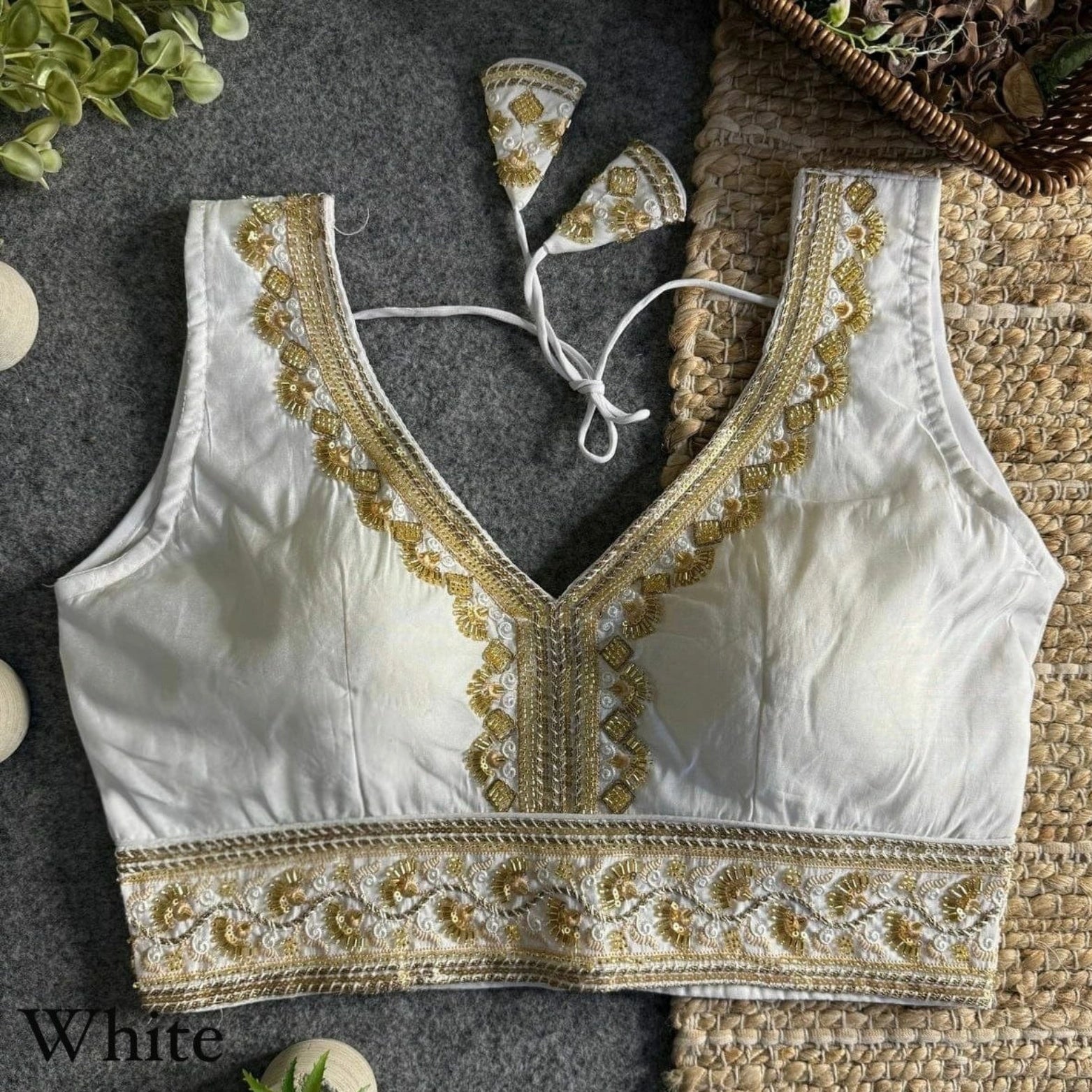 Roman Silk Zari & Bead Embroidered Party Wear Blouse
