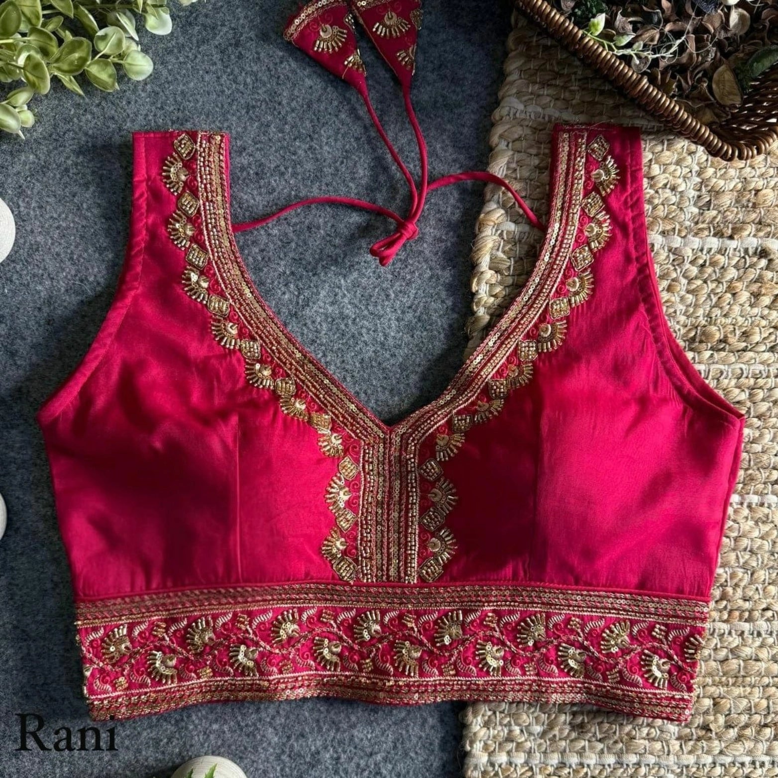Roman Silk Zari & Bead Embroidered Party Wear Blouse