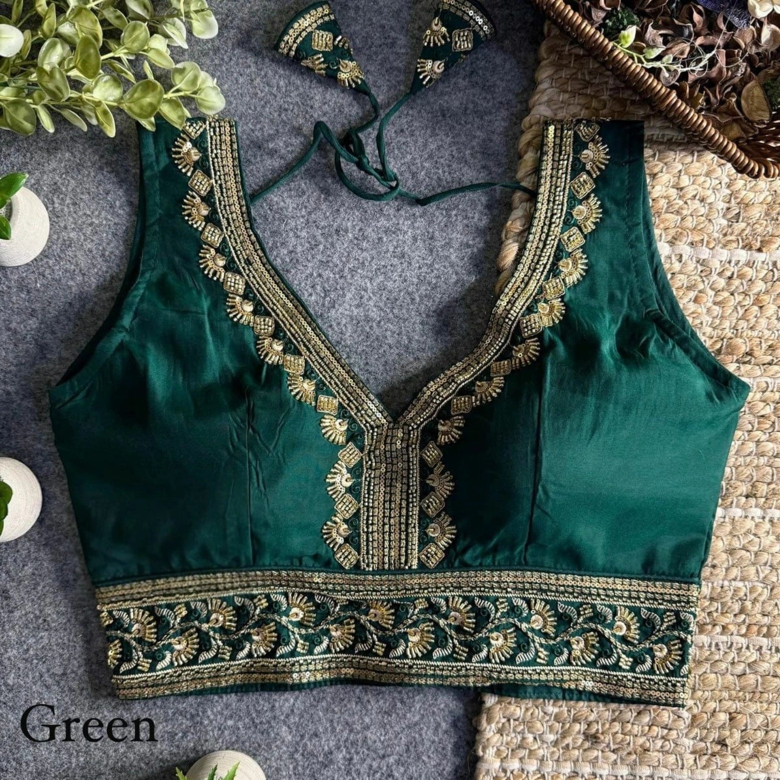 Roman Silk Zari & Bead Embroidered Party Wear Blouse