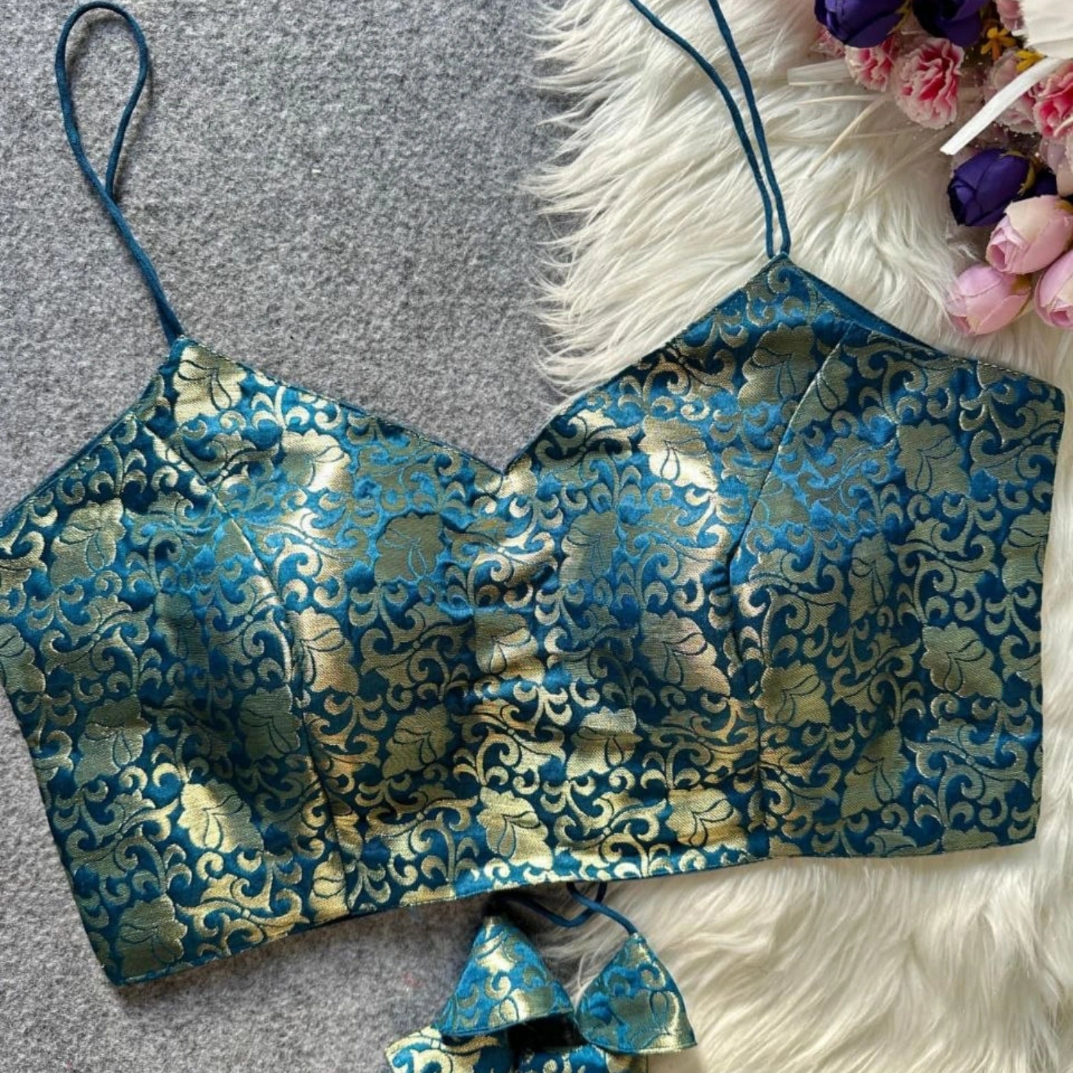 Jacquard Silk Party Wear Blouse