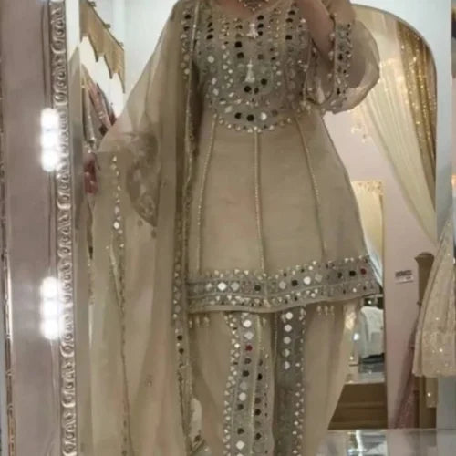 Mirror Work Frandy Silk Dhoti Suit Set
