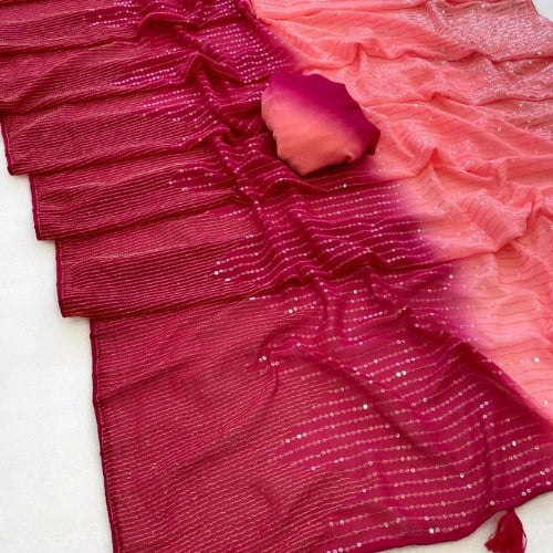 Rani Rosé Embroidered Georgette Saree