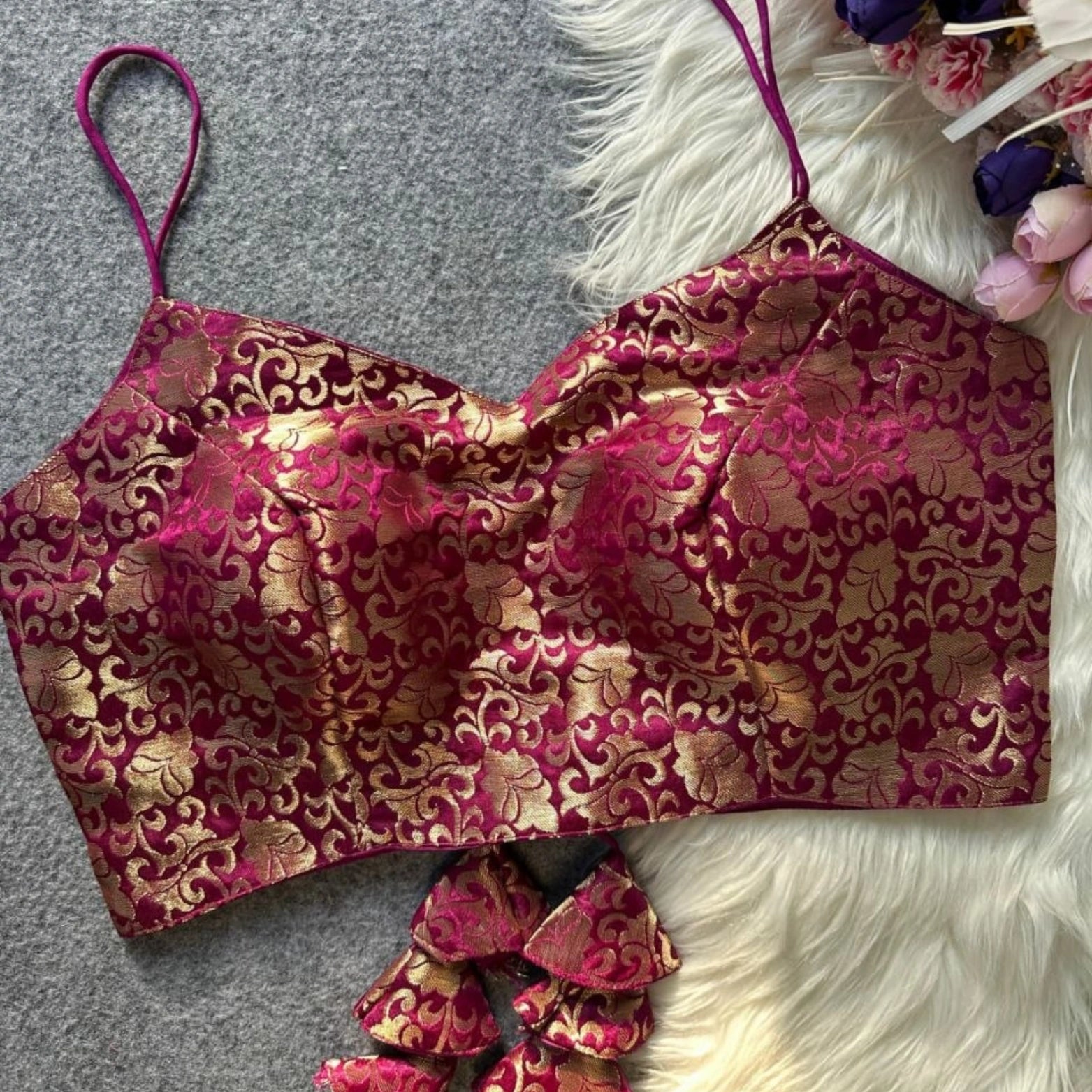 Jacquard Silk Party Wear Blouse