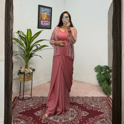 Star Georgette Ready To Wear Saree with Koti