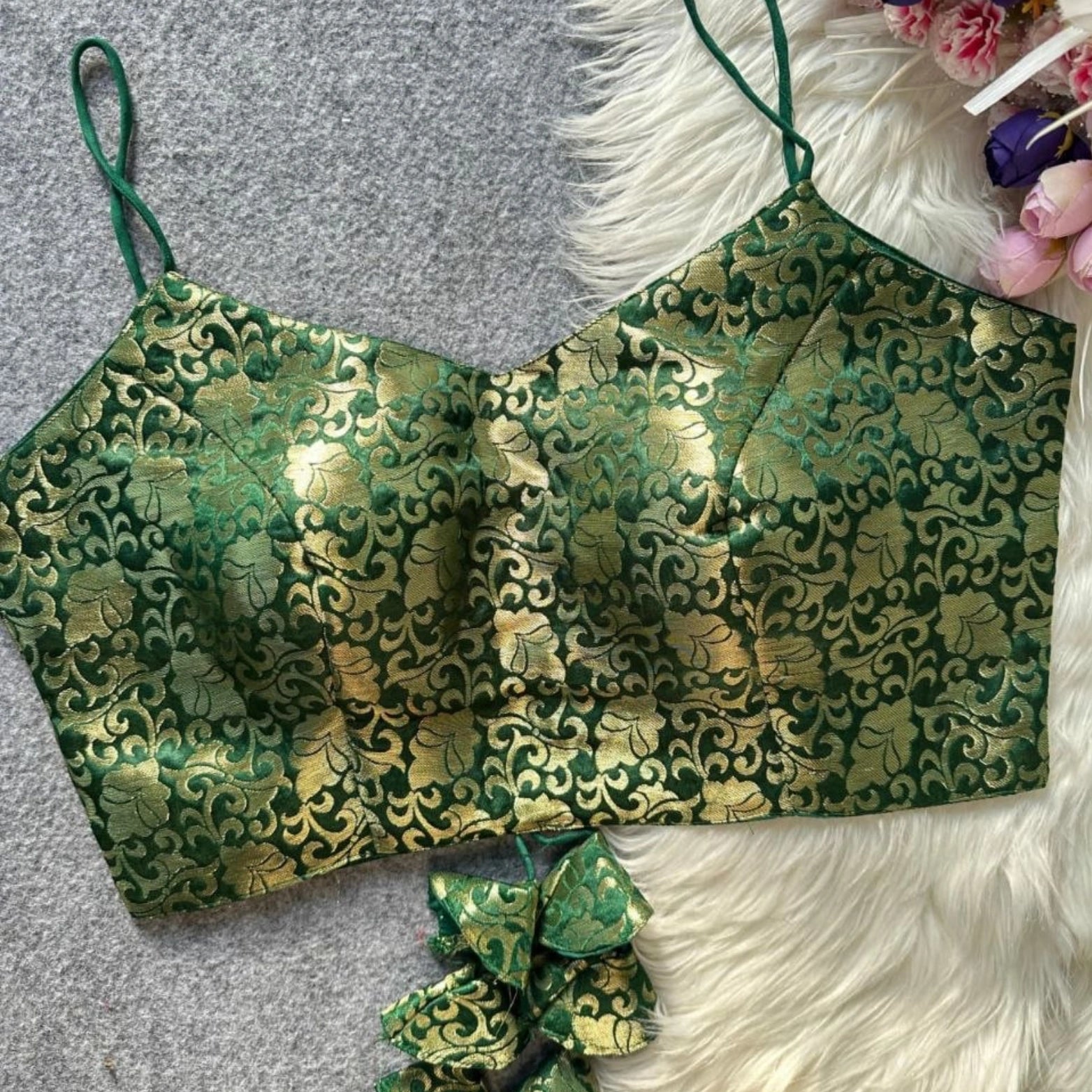 Jacquard Silk Party Wear Blouse