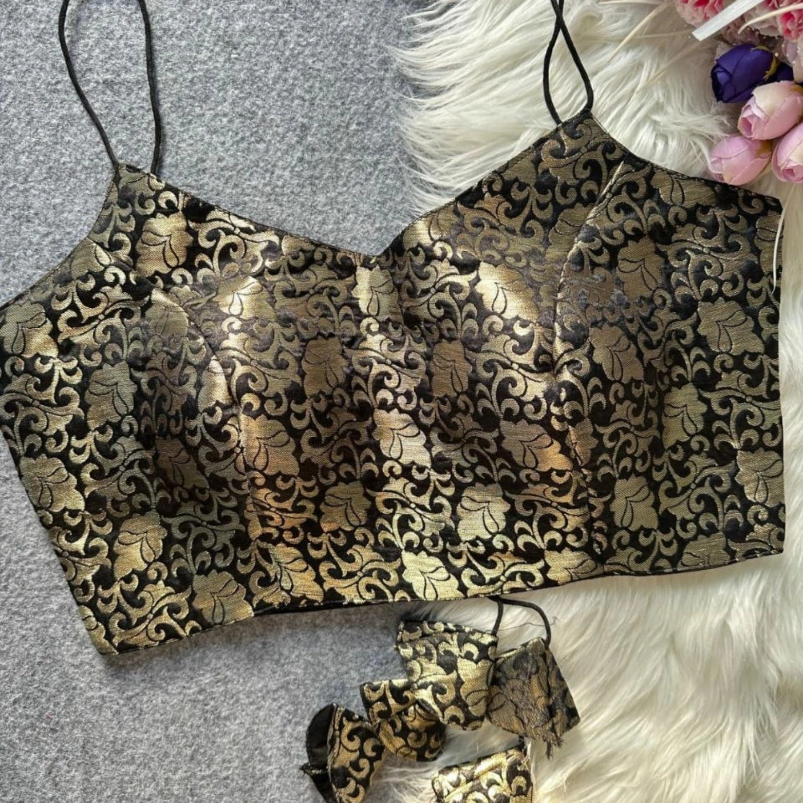 Jacquard Silk Party Wear Blouse