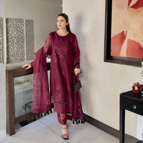 Organza Embroidered Designer Suit Set
