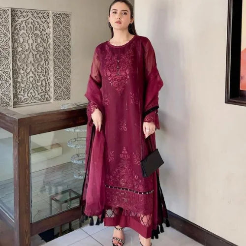 Organza Embroidered Designer Suit Set