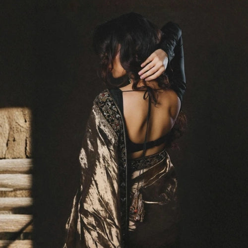 Zari Noir Twill Saree