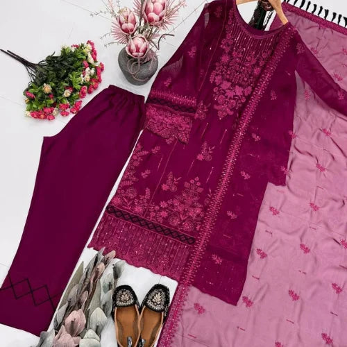 Organza Embroidered Designer Suit Set