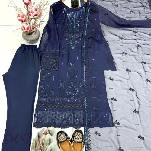 Organza Embroidered Designer Suit Set