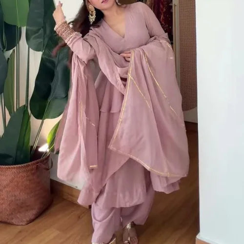 Mal Chanderi Embroidered Sharara Set