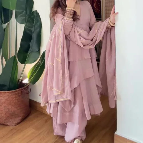 Mal Chanderi Embroidered Sharara Set