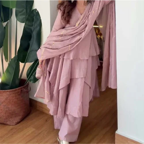Mal Chanderi Embroidered Sharara Set