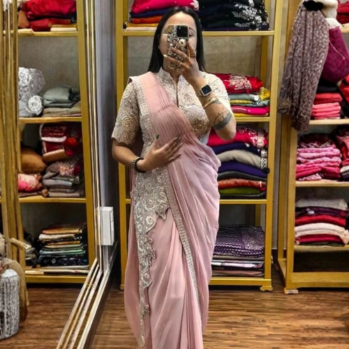 Chinon Elegance Ready to Wear Embroidered Saree