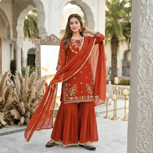 Heavy Embroidered Faux Georgette Suit Set