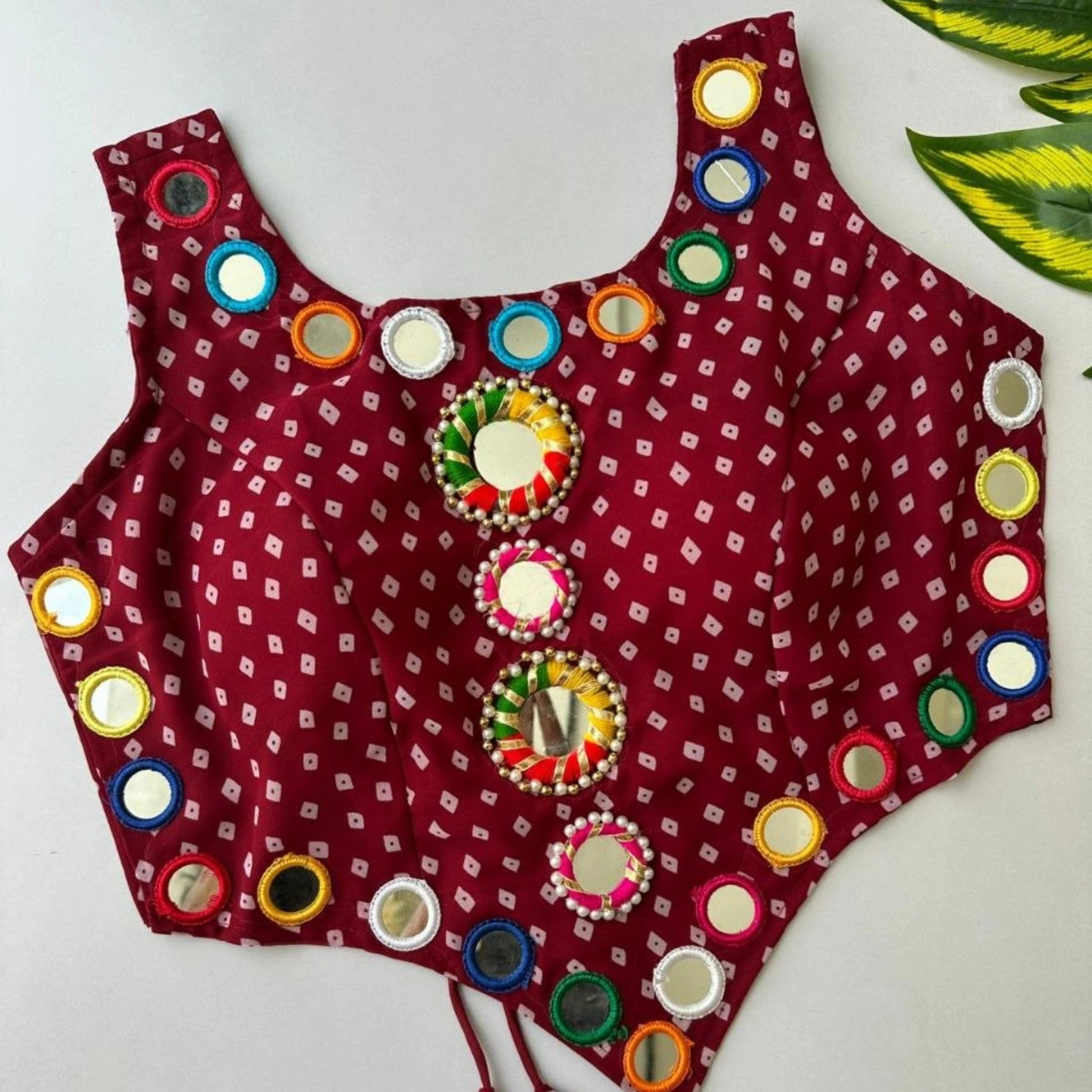 Navratri Bandhani Mirror Work Designer Blouse