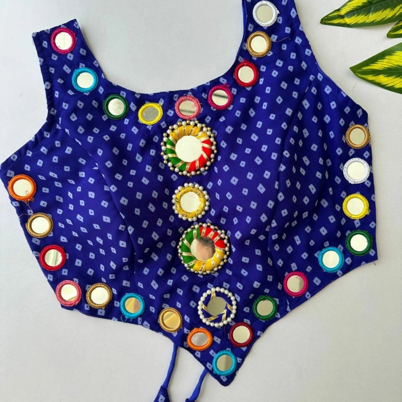 Navratri Bandhani Mirror Work Designer Blouse
