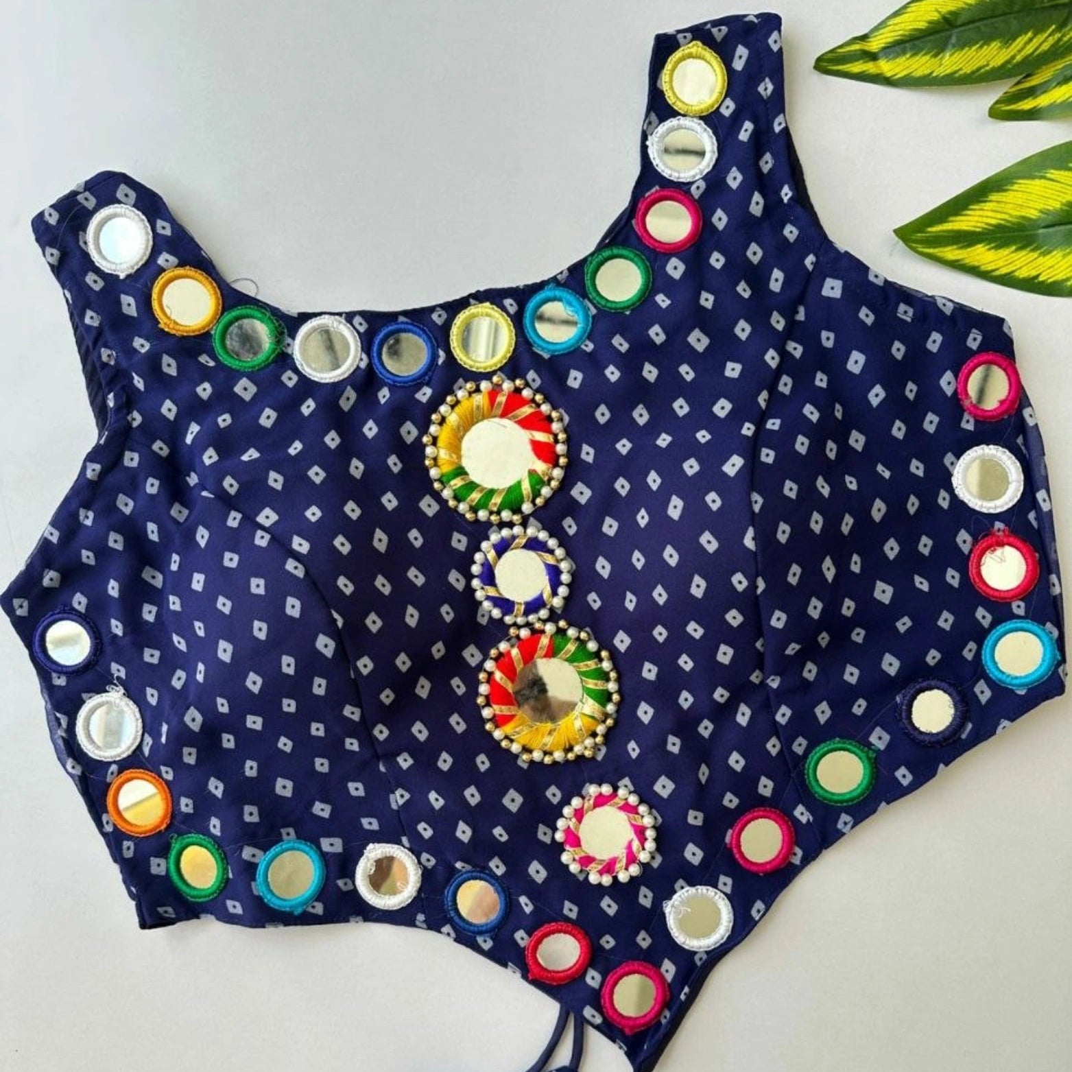 Navratri Bandhani Mirror Work Designer Blouse