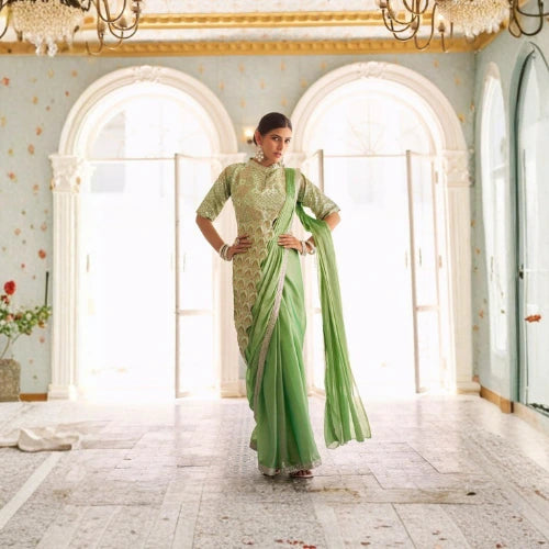 Noor Elegance Chinon Lace Border Saree